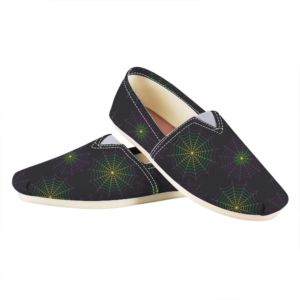 Purple And Green Spider Web Print Casual Shoes