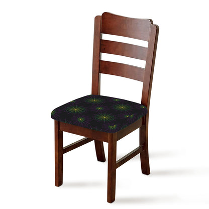 Purple And Green Spider Web Print Chair Cushion Cover