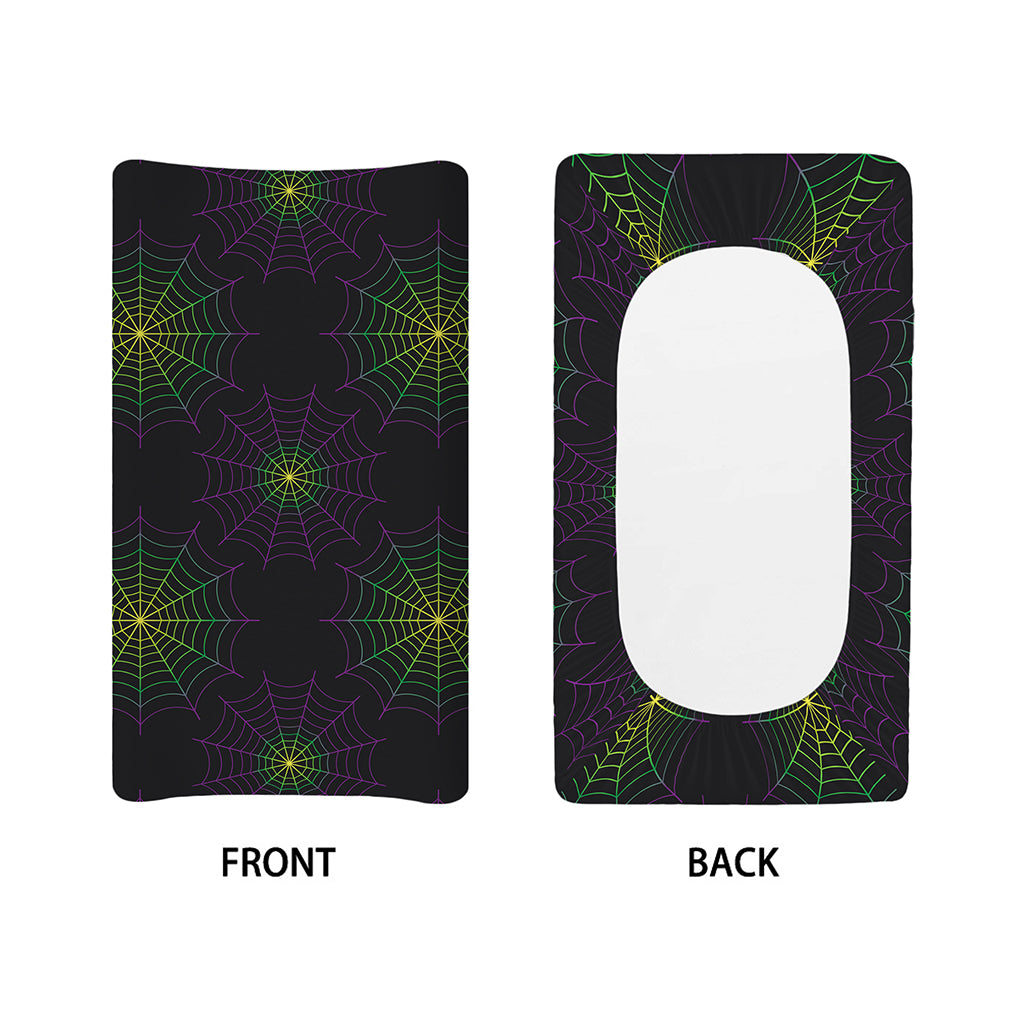 Purple And Green Spider Web Print Changing Pad Cover