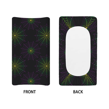 Purple And Green Spider Web Print Changing Pad Cover