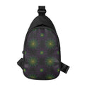 Purple And Green Spider Web Print Sling Bag