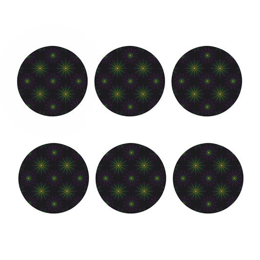 Purple And Green Spider Web Print Coaster Set