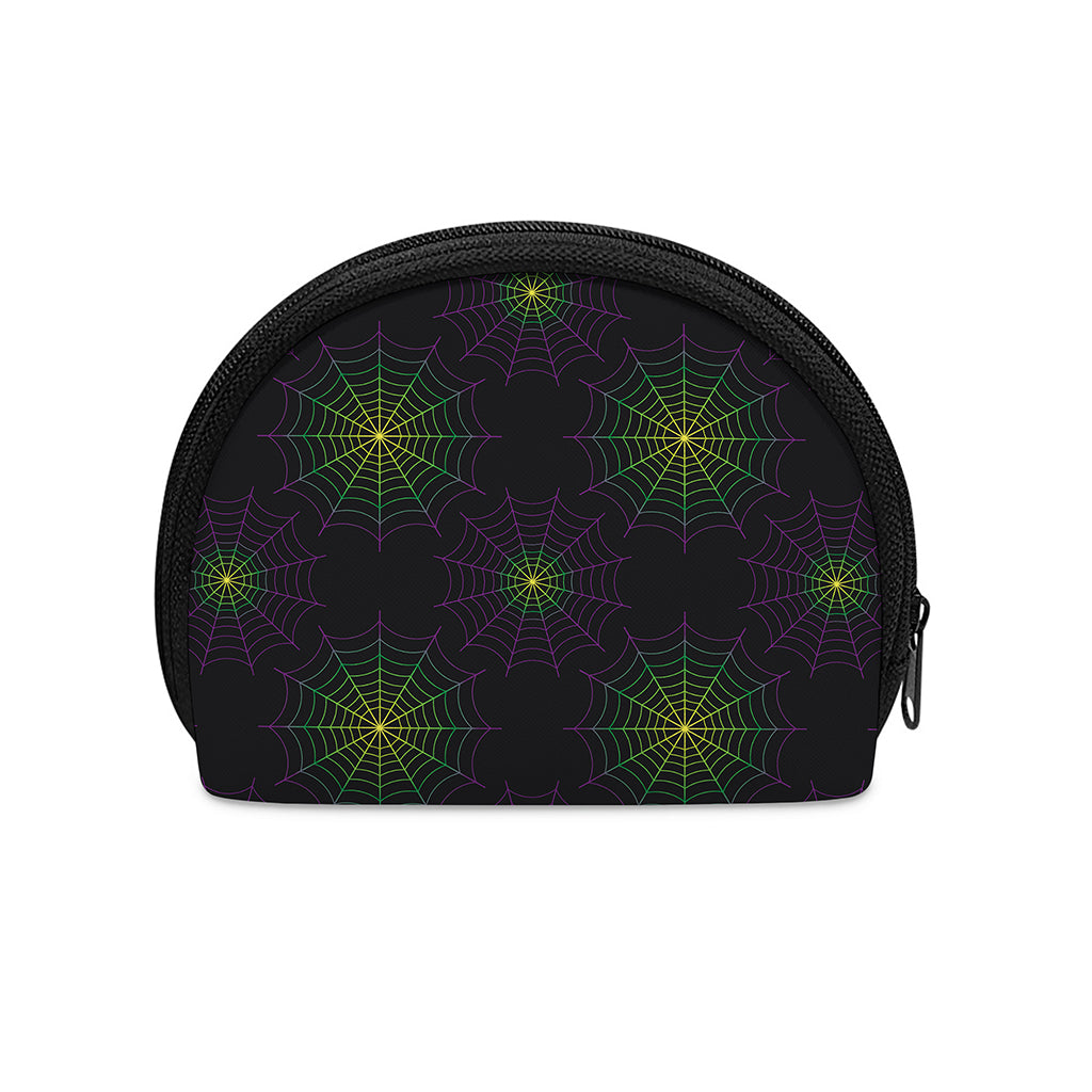 Purple And Green Spider Web Print Coin Purse