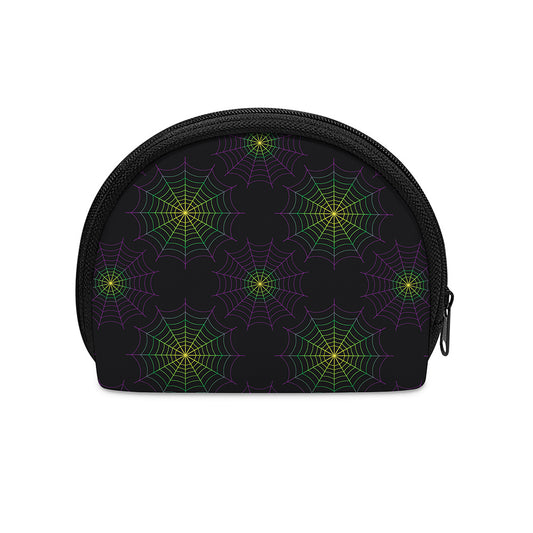 Purple And Green Spider Web Print Coin Purse