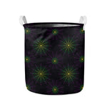 Purple And Green Spider Web Print Collapsible Laundry Basket