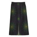 Purple And Green Spider Web Print Cotton Front Slit Maxi Skirt
