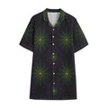 Purple And Green Spider Web Print Cotton Hawaiian Shirt