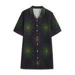 Purple And Green Spider Web Print Cotton Hawaiian Shirt