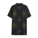 Purple And Green Spider Web Print Cotton Hawaiian Shirt