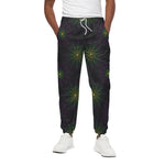 Purple And Green Spider Web Print Cotton Pants