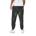 Purple And Green Spider Web Print Cotton Pants