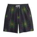 Purple And Green Spider Web Print Cotton Shorts