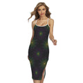 Purple And Green Spider Web Print Cross Back Cami Dress