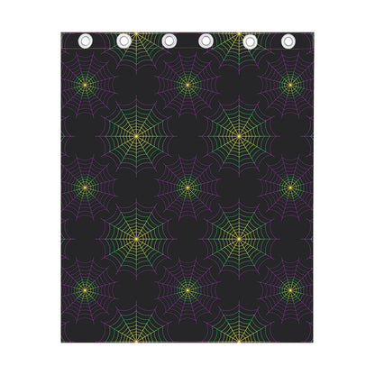 Purple And Green Spider Web Print Curtain