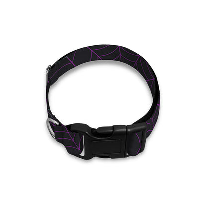 Purple And Green Spider Web Print Dog Collar