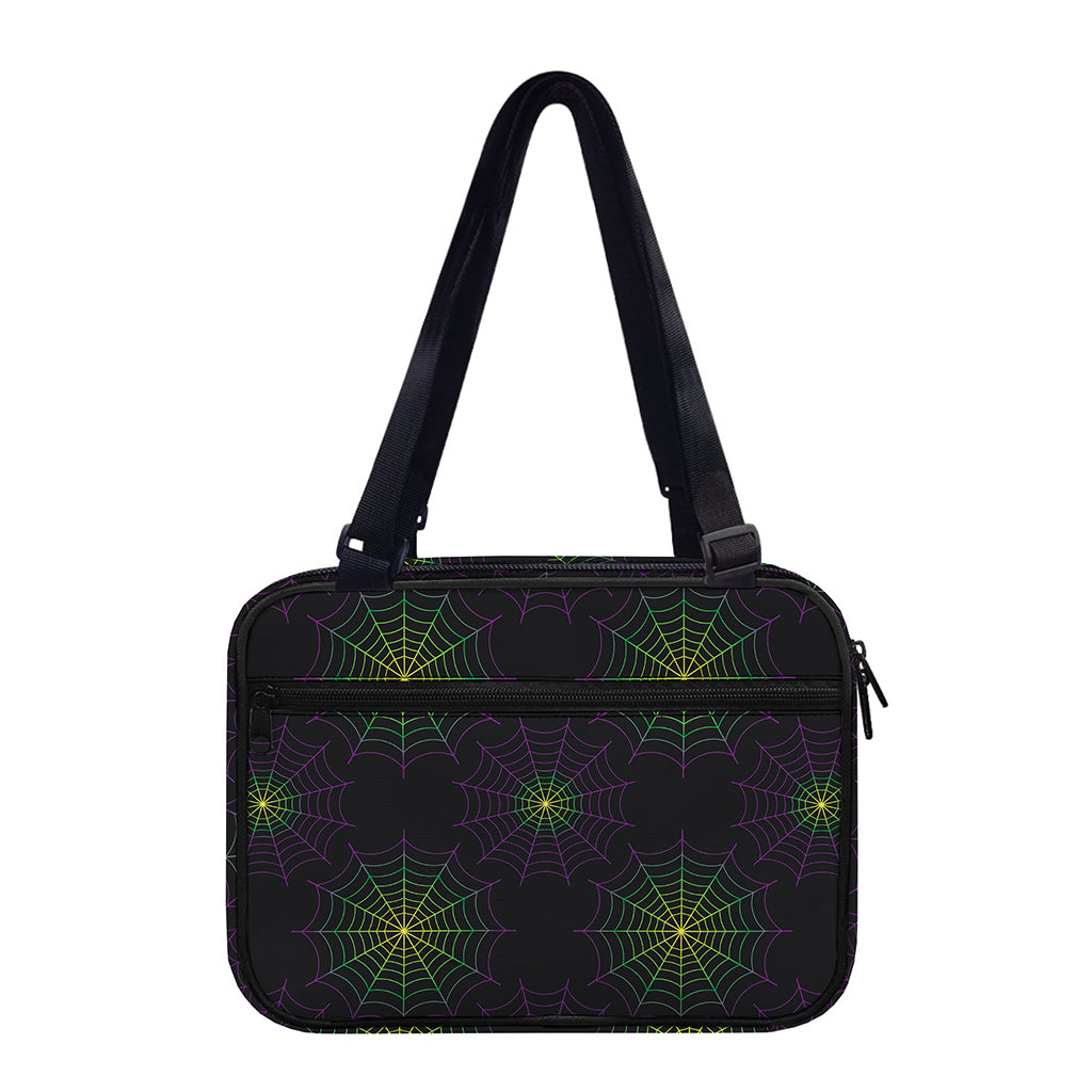 Purple And Green Spider Web Print Double Strap Bible Bag