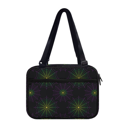 Purple And Green Spider Web Print Double Strap Bible Bag
