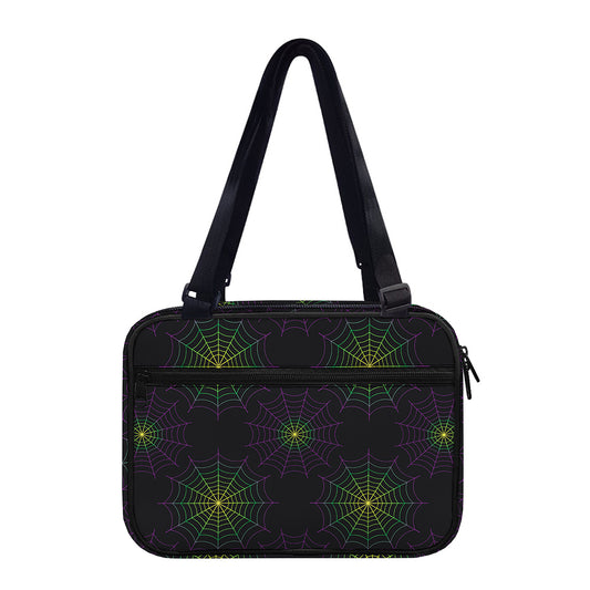 Purple And Green Spider Web Print Double Strap Bible Bag