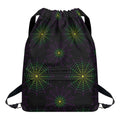 Purple And Green Spider Web Print Drawstring Backpack
