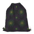 Purple And Green Spider Web Print Drawstring Bag