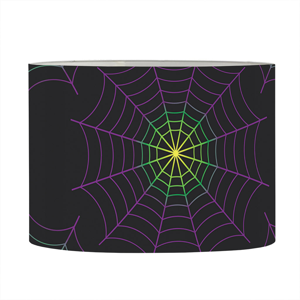 Purple And Green Spider Web Print Drum Lamp Shade