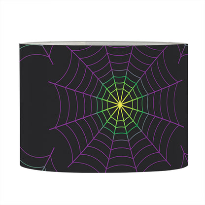 Purple And Green Spider Web Print Drum Lamp Shade