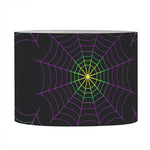 Purple And Green Spider Web Print Drum Lamp Shade