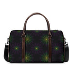 Purple And Green Spider Web Print Duffle Bag