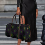 Purple And Green Spider Web Print Duffle Bag