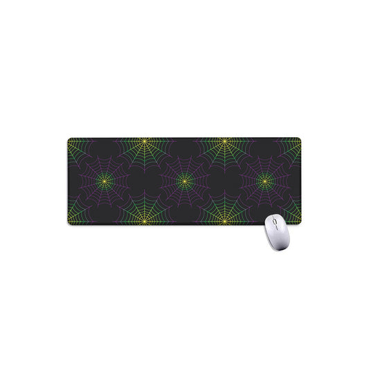Purple And Green Spider Web Print Extended Mouse Pad