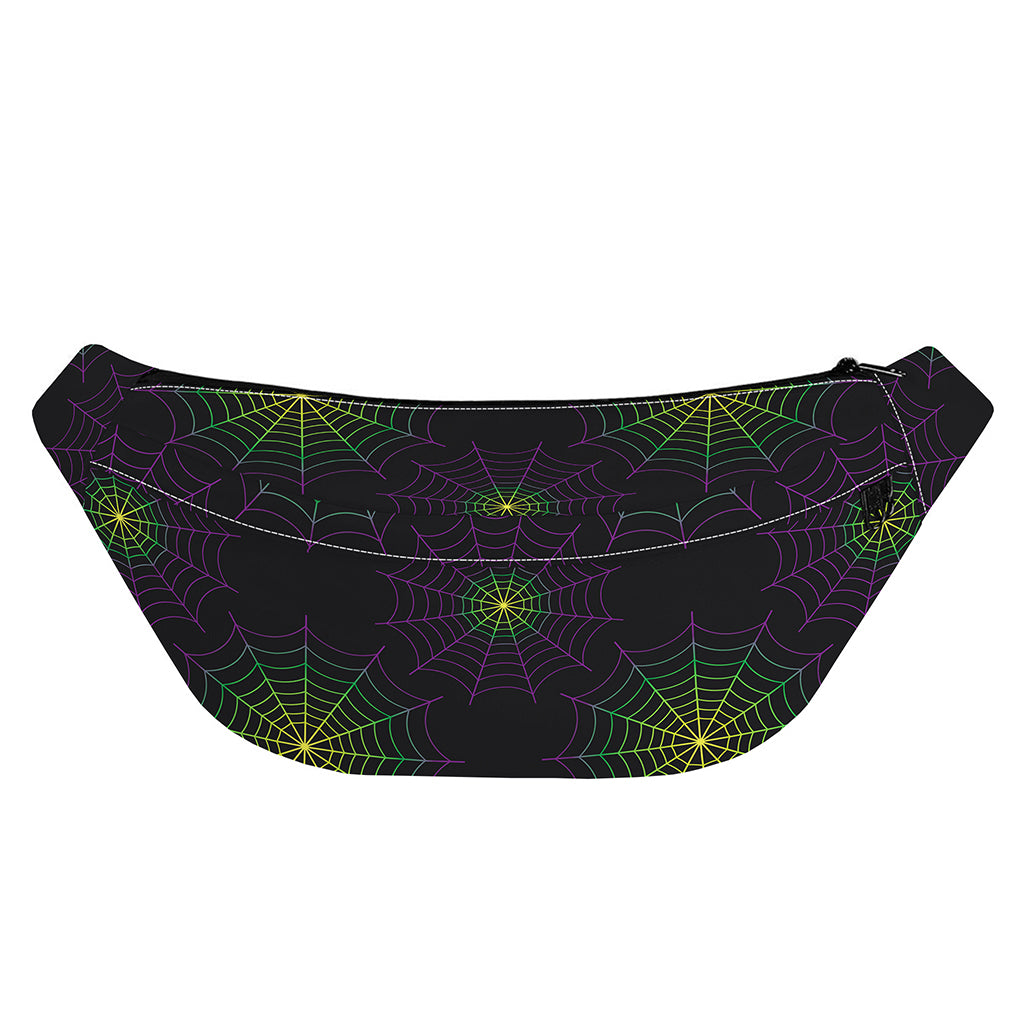 Purple And Green Spider Web Print Fanny Pack