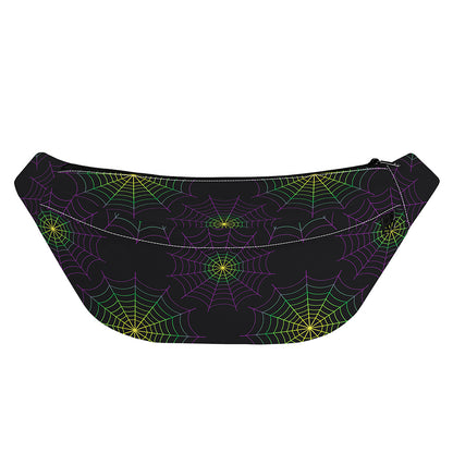 Purple And Green Spider Web Print Fanny Pack