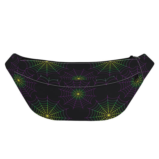 Purple And Green Spider Web Print Fanny Pack