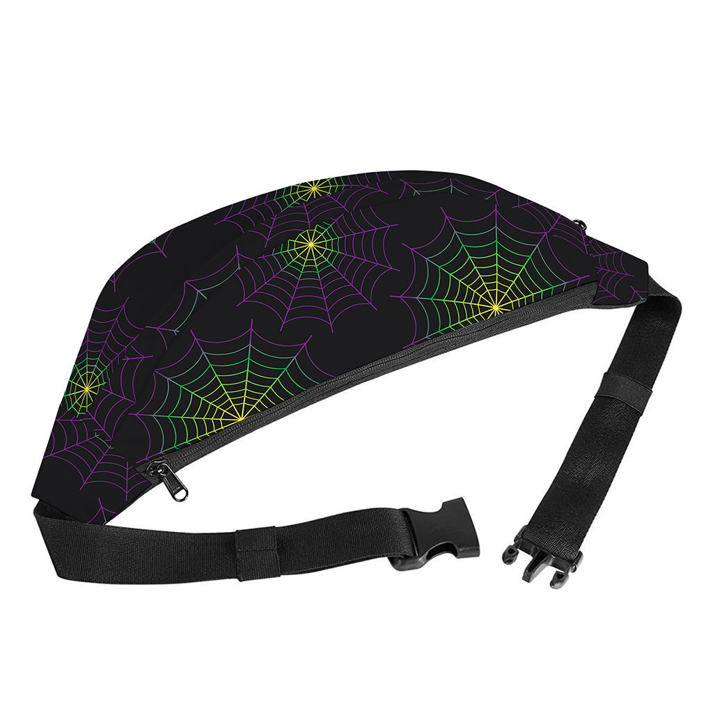 Purple And Green Spider Web Print Fanny Pack