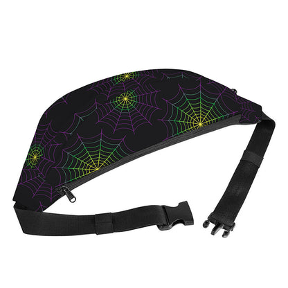 Purple And Green Spider Web Print Fanny Pack