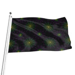 Purple And Green Spider Web Print Flag