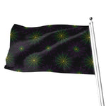 Purple And Green Spider Web Print Flag