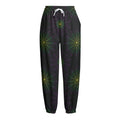 Purple And Green Spider Web Print Fleece Lined Knit Pants
