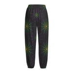 Purple And Green Spider Web Print Fleece Lined Knit Pants