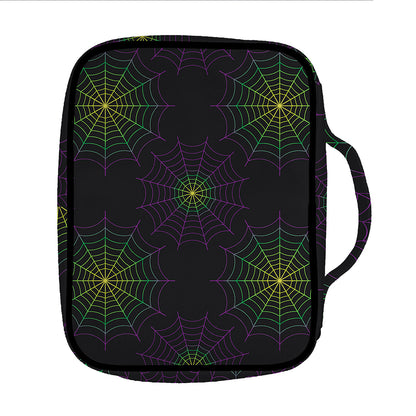 Purple And Green Spider Web Print Front Pocket Bible Bag
