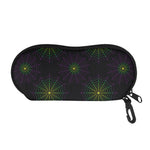 Purple And Green Spider Web Print Glasses Case