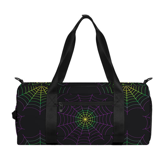 Purple And Green Spider Web Print Gym Bag