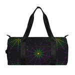 Purple And Green Spider Web Print Gym Bag