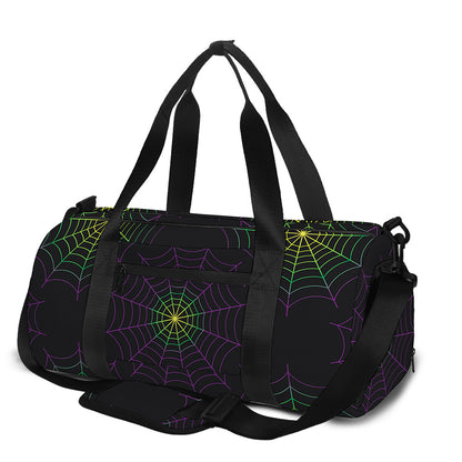 Purple And Green Spider Web Print Gym Bag