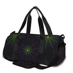 Purple And Green Spider Web Print Gym Bag