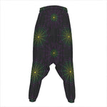 Purple And Green Spider Web Print Hammer Pants