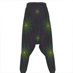Purple And Green Spider Web Print Hammer Pants