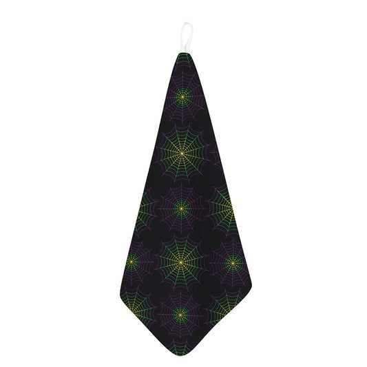 Purple And Green Spider Web Print Hand Towel