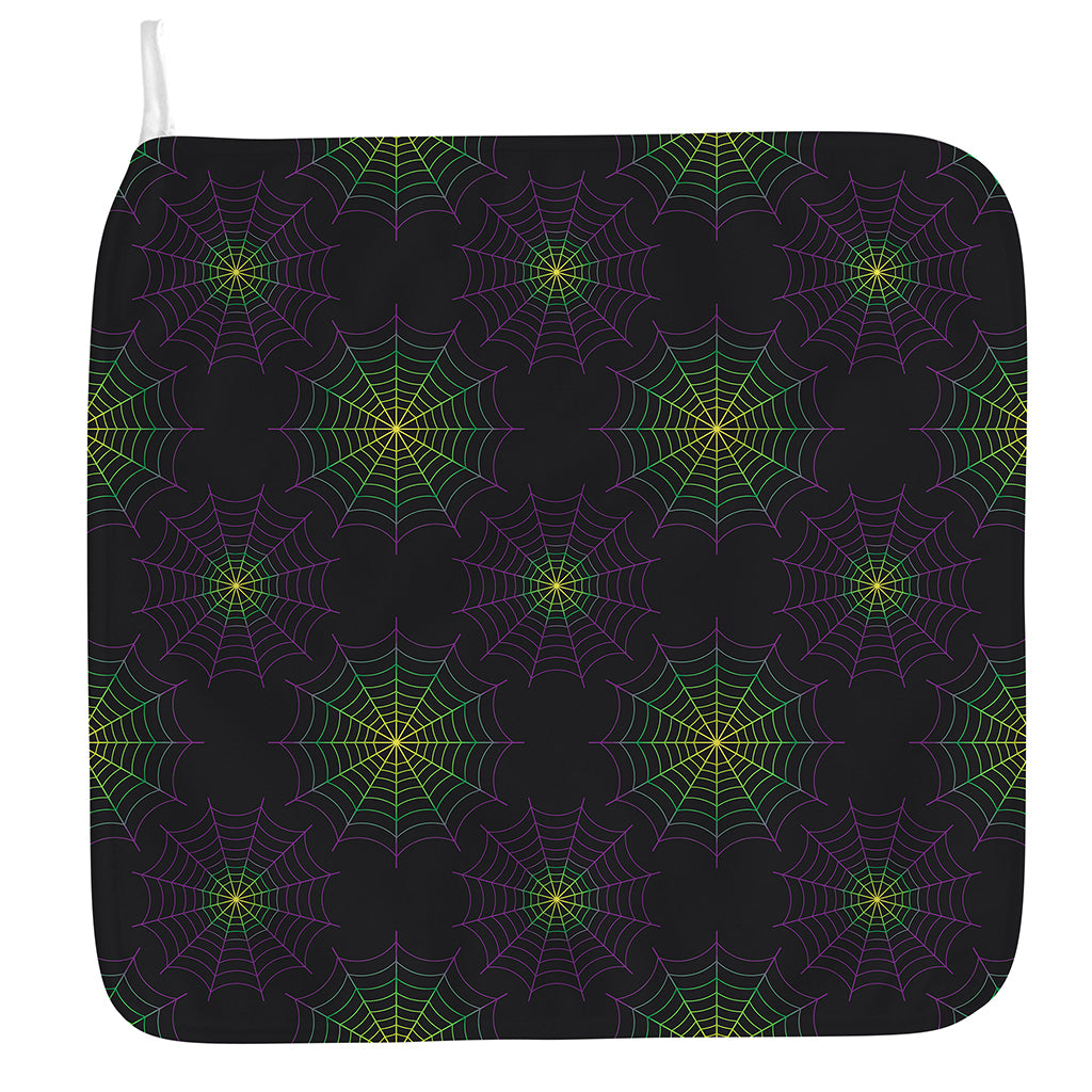 Purple And Green Spider Web Print Hand Towel