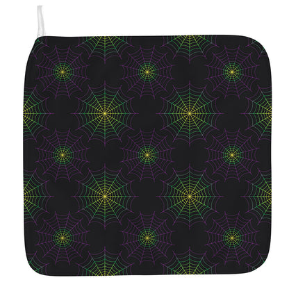 Purple And Green Spider Web Print Hand Towel